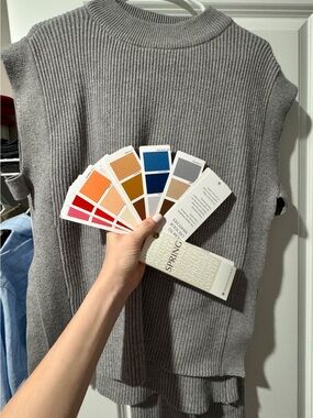 Sleeveless Ribbed Knit Sweater Vest and pants Set - Gray